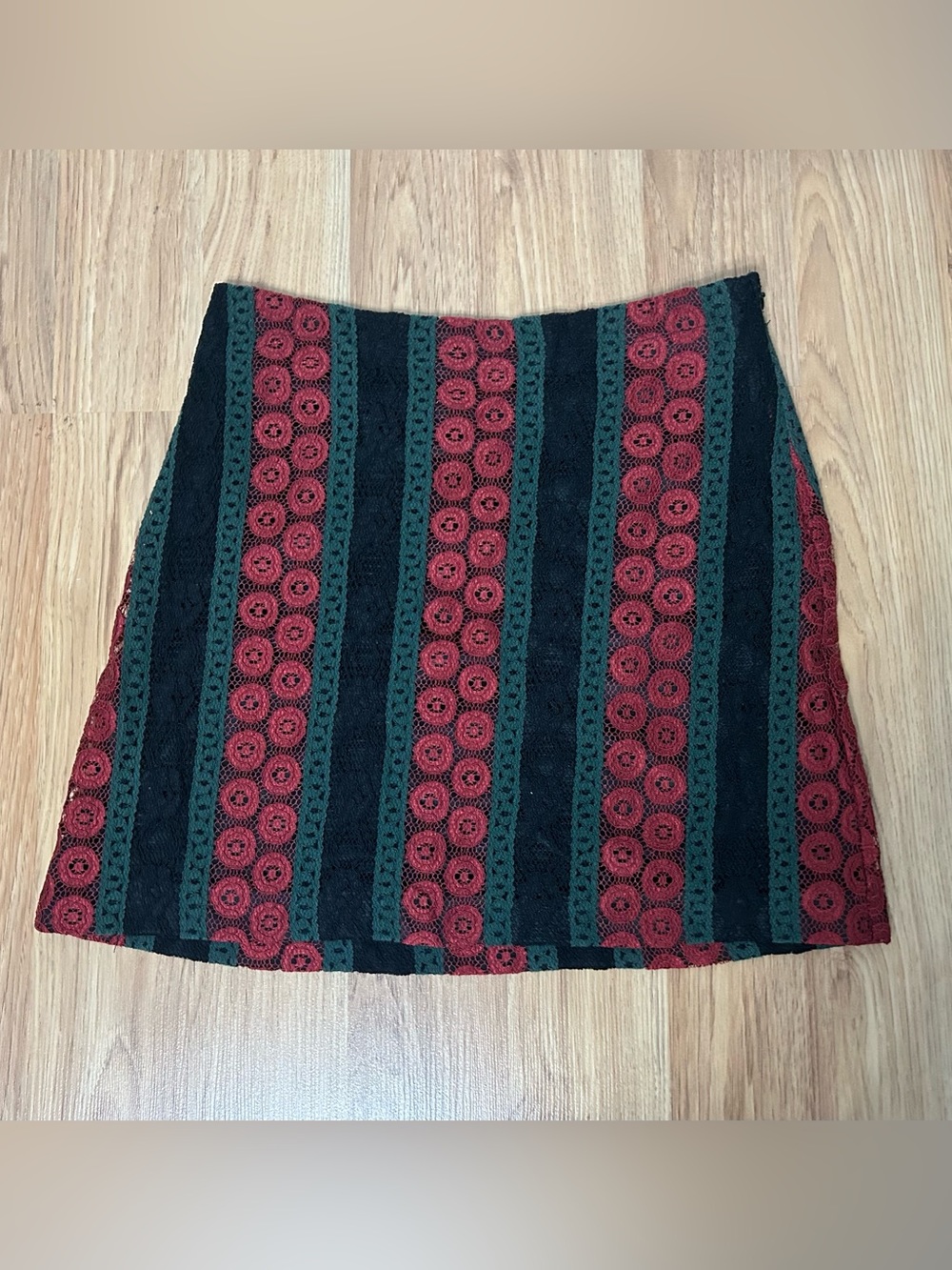 Xhilaration Red Black Lace Mini Skirt